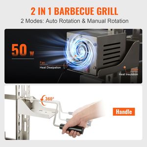 Rôtissoire électrique 50W en acier inoxydable pour porc, agneau, chèvre, avec 4 broches, compatible gaz et charbon de bois - Product Image 4