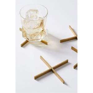 Wholesale Durable Gold <b>Stainless</b> <b>Steel</b>/Brass Drink Coaster Heat Resistant Metal Cross Cup Holder For Office and Restaurant <b>Table</b> - Product Image 1