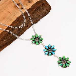 Collar Floral Turquesa Verde Hielo, Collar Boho de Plata Esterlina, Joyería Artesanal de 20 Pulgadas, Regalo para Mujer - Product Image 1