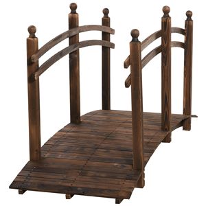 Ponte da Giardino Arcuato da 2,3 m con Ringhiere Laterali in Legno di Abete per Fiumi, Paesaggistica e Terrazze - Product Image 1