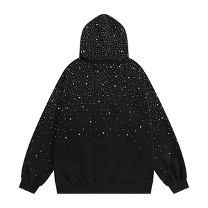 Sweat à capuche unisexe oversize en polaire avec strass et broderie personnalisée, style streetwear - Product Image 4