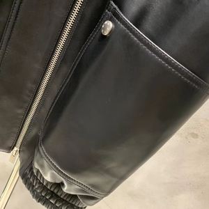 Nouveau style de vestes sans manches noires en cuir d'agneau véritable, gilets en cuir pour femmes - Product Image 5