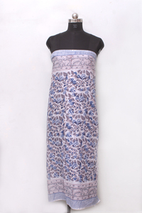 Women’s Cotton Blue Floral Block Print <b>Sarong</b> Beach <b>Wrap</b> Lightweight Pareo Swim Cover Up Shawl. - Product Image 3