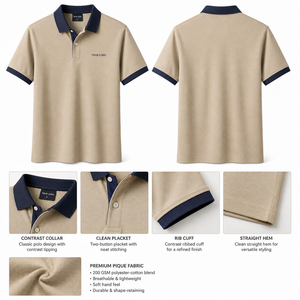 Polo en piqué de coton pour homme, manches courtes, couleur unie, logo brodé sur le devant, décontracté, respirant, tricoté, coupe classique - Product Image 4