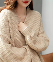 Cardigan en tricot pour femme 100% coton doux, chaud, respirant, décontracté, boutonné sur le devant, manches longues, coupe ample, pour l'hiver et le quotidien