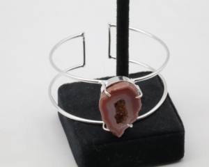 Druzy <b>Cuff</b> Bangles with German <b>Silver</b>, Adjustable Druzy Stone Open <b>Cuff</b> <b>Bracelet</b>, Fashion Gemstone Bangle Jewelry for Women - Product Image 4