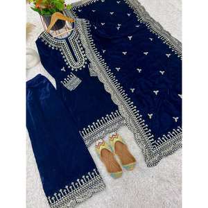 ชุดสูทงานปาร์ตี้สำหรับผู้หญิงดีไซน์เนอร์ชุดสูทปักลายเสื้อ sharara dupatta พร้อมลำดับการทำงานที่หนักหน่วง - Product Image 1