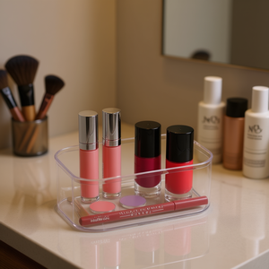 Organizer per trucchi Plasticforte trasparente con scomparti per rossetti, scatola portaoggetti N1 - Product Image 3