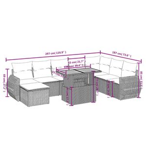 Conjunto de Sofá de Jardín de Ratán PE Negro con Patas Ajustables Grandes - Product Image 3