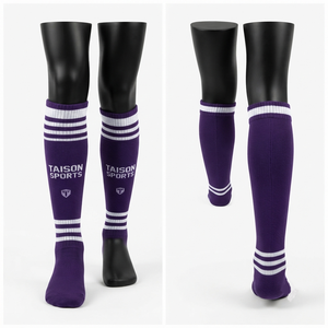 Chaussettes de hockey sur gazon pour hommes TAISON SPORTS, en laine/élasthanne, bordeaux et or, logo tissé personnalisé, séchage rapide, respirantes, écologiques, sans… - Product Image 1