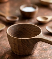 Cuillère à café en bois écologique faite à la main avec long manche, cuillère doseuse pour les fêtes, outil de cuisine en bois naturel pour café et thé