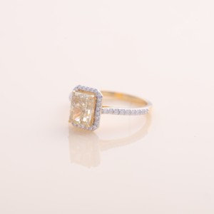 IGI Certified Radiant Cut Yellow Diamond Halo Engagement Ring in <b>Solid</b> 925 Sterling <b>Silver</b> - Product Image 6