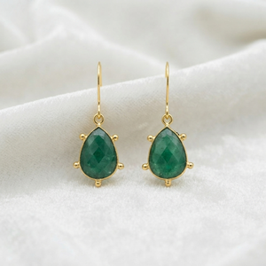 Wire Wrapped Citrine Quartz Pear Shape <b>Earrings</b> Gold Plated Brass Minimalist Women's Gift Jewelry - Product Image 1