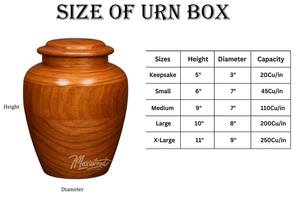 Urne funéraire artisanale en bois de rose pour cendres humaines, taille moyenne 9x5,5 pouces, boîte à cendres commémorative. - Product Image 2