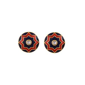 Luxury Gold Plated <b>Navy</b> Red Enamel Round Cufflinks for Men Star Pattern Formal Shirt <b>Accessories</b> Wedding Business Gift Cuff Link - Product Image 4
