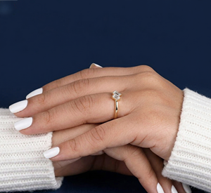 Lab Grown Diamond Ring Minimalist 14K Gold Ring Baguette Diamond Wedding Engagement Ring - Product Image 4