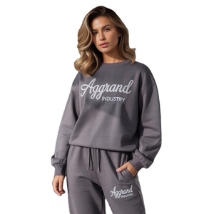 สเวตเชิ้ตคอกลมของผู้หญิงเสื้อสเวตเตอร์แบบสวมหัวเปิดไหล่ตกโลโก้แบบกำหนดเองสไตล์ใหม่ - Product Image 5