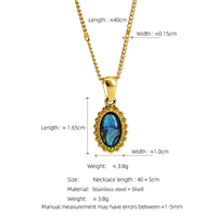 Collier unisexe en acier inoxydable plaqué or style Bohème avec chaîne Figaro et pendentif Fritillaire en coquillage naturel coloré pour mariages et fêtes