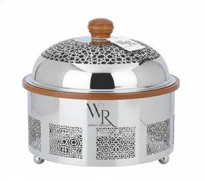 Casserole en acier inoxydable géométrique de qualité supérieure avec couvercle, chauffe-plat isolé et plat de service décoratif pour la maison et les buffets - Product Image 5