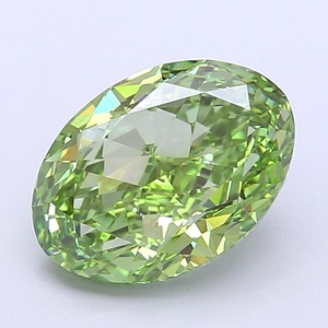Diamant de laboratoire CVD ovale de 3,06 carats, vert vif fantaisie modifié, clarté VVS1, polissage excellent, pierre précieuse non montée pour bijoux - Product Image 1