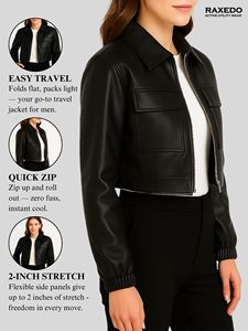 Veste en cuir pour femme, design tendance, veste unie en cuir pour femmes et filles, veste avec logo personnalisé OEM - Product Image 3