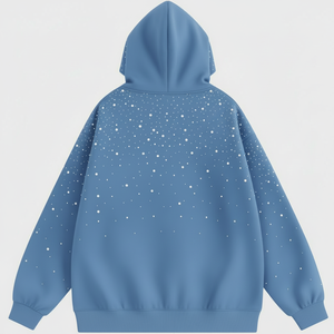 Wholesale Streetwear Zipper Hoodie Terry Cotton Acid Wash Custom Rhinestone Thermal Sun Faded Full <b>Zip</b> up Hoodie for Men - Product Image 6