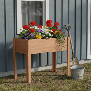 Jardinière surélevée en bois 40x20x31 pouces avec pieds pour la culture de plantes, fleurs, fruits et légumes d'extérieur - Product Image 4