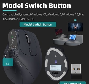 Ergonomic Vertical Wireless <b>Mouse</b> 2.4G <b>Bluetooth</b> Rechargeable LED Backlit 800 DPI Office Gaming - Product Image 6