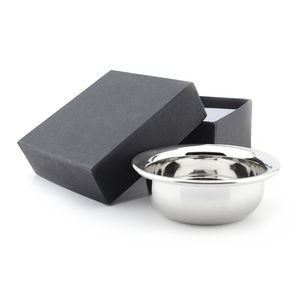 Tazón de acero inoxidable sólido para afeitar en húmedo, portátil, para hombre, con espuma de jabón y brocha de afeitar - Product Image 1