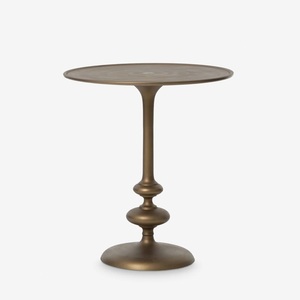 Mesa Auxiliar con Tapa de Mármol Pulido <span class=keywords><strong>Solum</strong></span> |   Mesa de Pedestal de Metal Esculpido y Acanalado para Decoración de Boutique y Hostelería - Product Image 6