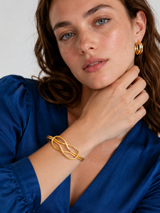 18K Gold Plated Trendy Infinity Cuff <b>Bangle</b> Geometric Brass Bracelet Handmade Unisex Fashion Jewelry Gift - Product Image 5