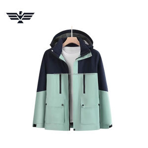 Men's Custom Logo Canvas Color-Block <b>Thin</b> Front <b>Waterproof</b> Casual Outdoor Windbreaker Stand Winter OEM Service High Street Style - Product Image 3
