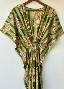 Vestido Kaftán sin Mangas de Algodón con Estampado Digital Floral Tropical Casual de Verano para Mujer, Estilo Playa, Islas del Pacífico, Disponible en Stock - Product Image 2
