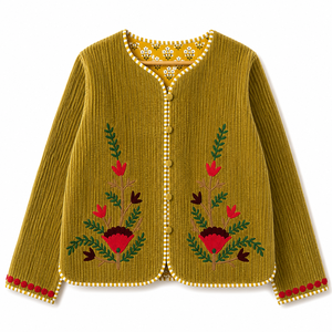 Veste RAJASTHANI tendance en coton/fibre de bambou tissé à motifs floraux, légère, longueur standard, manches longues, col montant, logo sur le devant - Product Image 6