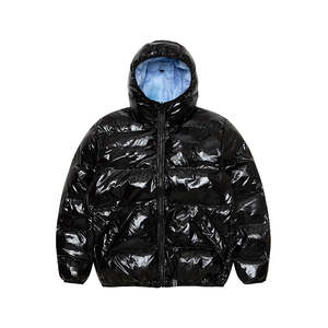 Vestes matelassées réversibles à capuche chauffante avec logo personnalisé pour hommes, manteau d'hiver matelassé brillant en duvet, épais, imperméable, grande taille - Product Image 6