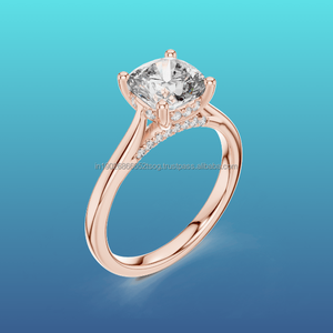 Anillos de compromiso chapados en oro personalizados al por mayor de 10K para mujer - Product Image 1