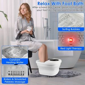 Bain de pieds électrique pliable avec télécommande, 24 niveaux de chauffage et 6 jets à bulles - Product Image 5