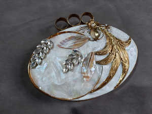 Handmade Luxury Resin Clutch Bag Hand-painted Angel Design Wedding Evening Party Purse Featuring Natural Shell <b>Stone</b> Pearl - Product Image 3