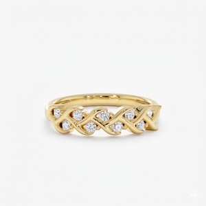 Anillo de Diamantes Cultivados en Laboratorio, Oro de 14K, Anillo de Eternidad con Trenzado de Oro, Anillos Entrelazados para Mujer, Regalo de Aniversario - Product Image 3