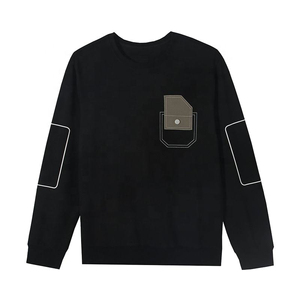 2026 Winter Custom High Quality Cotton Blend Unisex Hoodies OEM with Animal Print Rhinestone Chest Pocket Long Sleeve Crew Neck - Product Image 2