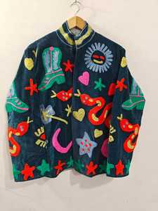 Boho Velvet Suzani Embroidery Jacket Women Handmade Floral Ethnic Winter Coat Indian Hand Embroidered Designer Wholesale Factory - Product Image 1