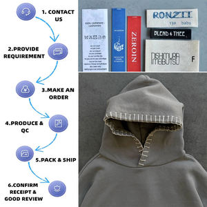 Sweat à capuche unisexe surdimensionné 100 % coton imprimé sur mesure avec broderie contrastante, design vieilli et finitions cousues - Product Image 1