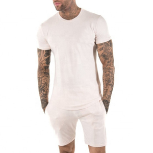 Bulk Custom Men Summer Casual Solid Shorts Set Cotton Blend Logo Printing Elastic Waist Anti-Wrinkle Quick Dry Breathable - Product Image 1