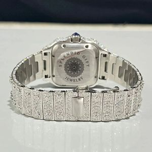 Reloj de Lujo para Hombre con Diamantes, Caja Cuadrada Plateada/Moissanita, Pantalla Analógica, Números Romanos, Cristal de Zafiro, Cierre Oculto, Cuarzo - Product Image 3