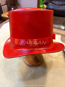 Sombrero de Copa Rojo de Cuero para Hombre, Decorado con Plumas, Corona Alta, Ala Ancha, Sombrero de Disfraz de Caballero, para Festivales y Fiestas - Product Image 6