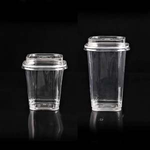 Clear PET Plastic Cups with Flat Lids (<b>Takeaway</b> Drink Cups) 16oz, 20oz - Product Image 1