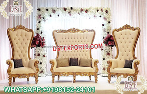 Majestuoso conjunto de sofá nupcial tallado en madera para boda sofá de boda de madera tallado a mano con sillas conjunto de sofá de boda de diseñador tallado a mano - Product Image 6