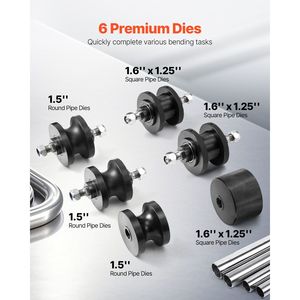 Cintreuse manuelle pour tubes 1 1/2 po max, 6 matrices, outil de cintrage de tubes carrés en cuivre et aluminium 360° - Product Image 3