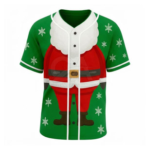 Tenue de fête personnalisée avec des empiècements respirants et des options de numéros personnalisés pour les équipes sportives, maillot de baseball de Noël - Product Image 2