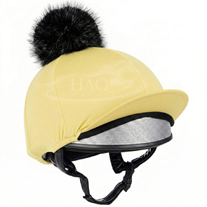 Funda de Lujo para Casco de Equitación con Pompón de Piel Sintética, Elástica, de Seda, para Competición, Edición Invierno - Product Image 1